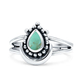 Dainty Pear Thumb Ring Statement Fashion Simulated Turquoise 925 Sterling Silver