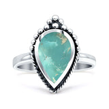 Petite Dainty Statement Fashion Pear Thumb Ring Simulated Turquoise 925 Sterling Silver