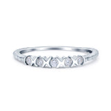 14K White Gold 0.13ct Round 2.5mm Stackable Band G SI Half Eternity Diamond Engagement Wedding Ring Size 6.5
