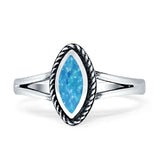 Marquise Twisted Rope Split Shank Oxidized Created Blue Opal 925 Sterling Silver Wholesale