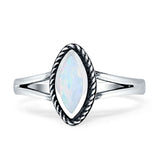 Marquise Twisted Rope Split Shank Oxidized Created White Opal 925 Sterling Silver Wholesale