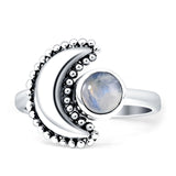 Crescent Moon Ring Moonstone Oxidized 925 Sterling Silver Wholesale