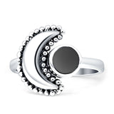 Crescent Moon Ring Black Onyx Oxidized 925 Sterling Silver Wholesale