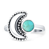 Crescent Moon Ring Turquoise Oxidized 925 Sterling Silver Wholesale
