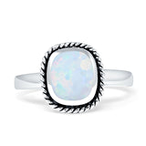 Cushion Cut Twisted Ring Oxidized Created White Opal 925 Sterling Silver Wholesale