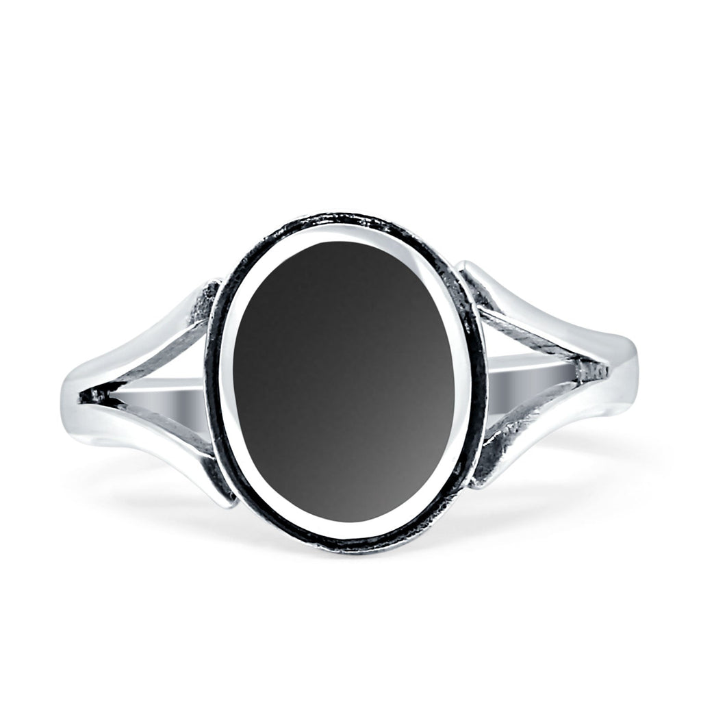 Oval Split Shank Oxidized Ring Black Onyx 925 Sterling Silver Wholesal ...