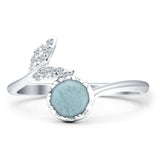 Mermaid Ring Fishtail Round Larimar & Cubic Zirconia 925 Sterling Silver wholesale