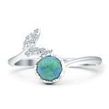 Mermaid Ring Fishtail Round Turquoise & Cubic Zirconia 925 Sterling Silver wholesale
