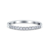 14K White Gold 0.18ct Round 2mm G SI Stackable Eternity Diamond Engagement Wedding Band Ring Size 6.5