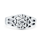Celtic Oxidized Band Solid 925 Sterling Silver Thumb Ring (10mm)