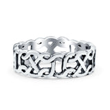 Celtic Oxidized Band Solid 925 Sterling Silver Thumb Ring (6mm)