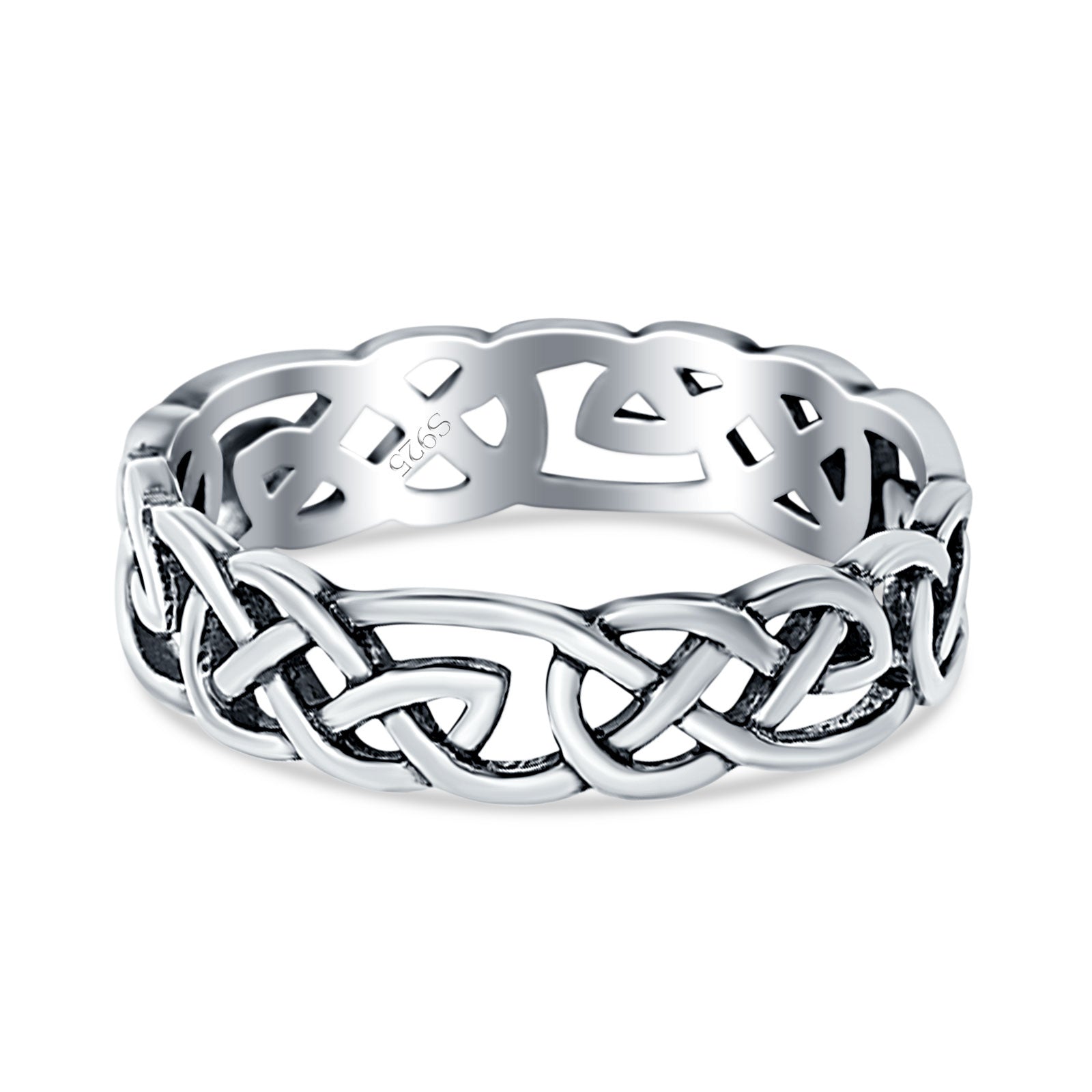 Celtic Oxidized Band Solid 925 Sterling Silver Thumb Ring (5mm)