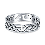 Celtic Oxidized Band Solid 925 Sterling Silver Thumb Ring (5mm)