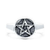Star Oxidized Band Solid 925 Sterling Silver Thumb Ring (10mm)