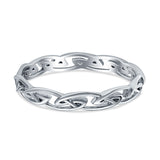 Celtic Rhodium Plated Band Solid 925 Sterling Silver Thumb Ring (4mm)