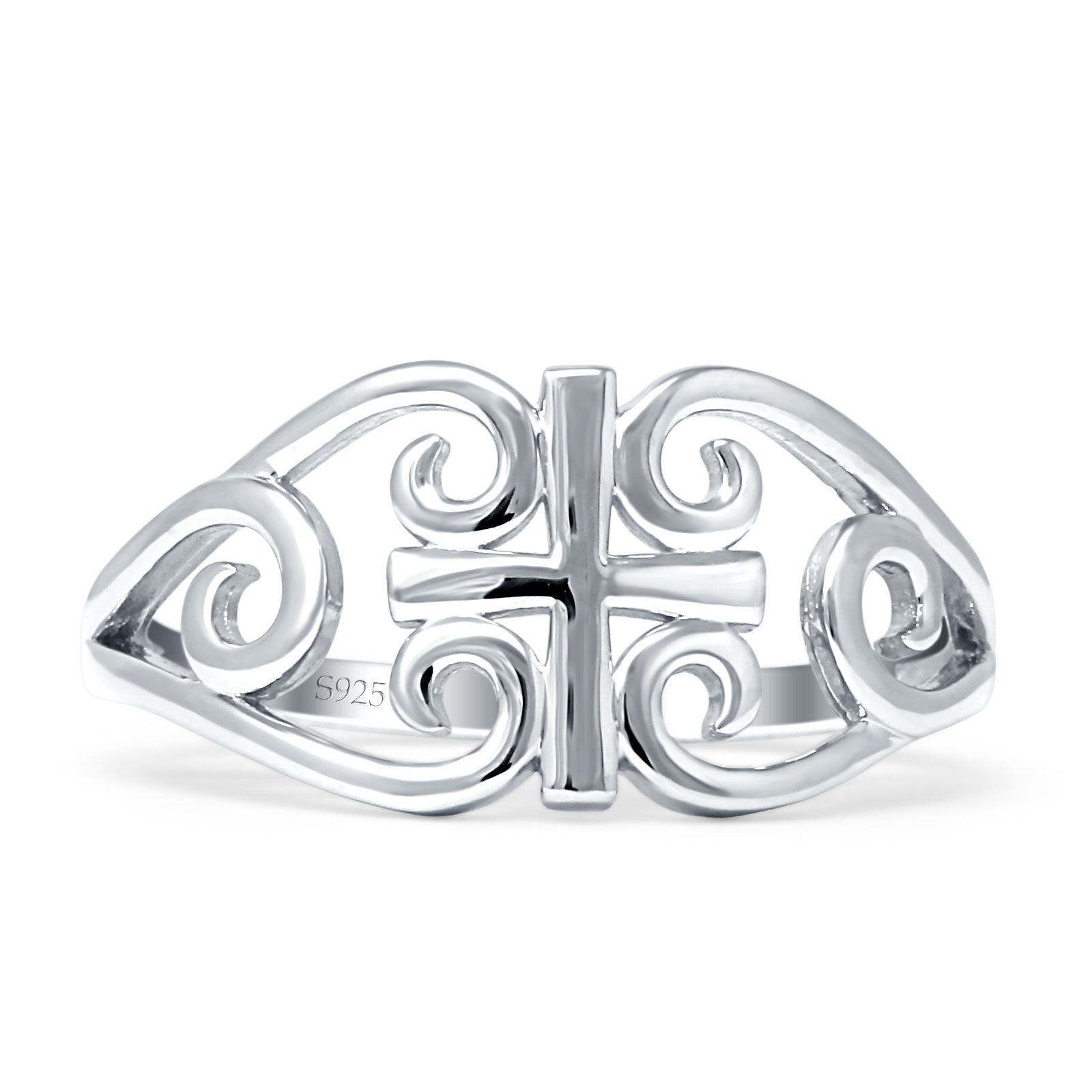 925 Sterling Silver Black Tone Cross Filigree Celtic Ring Wholesale