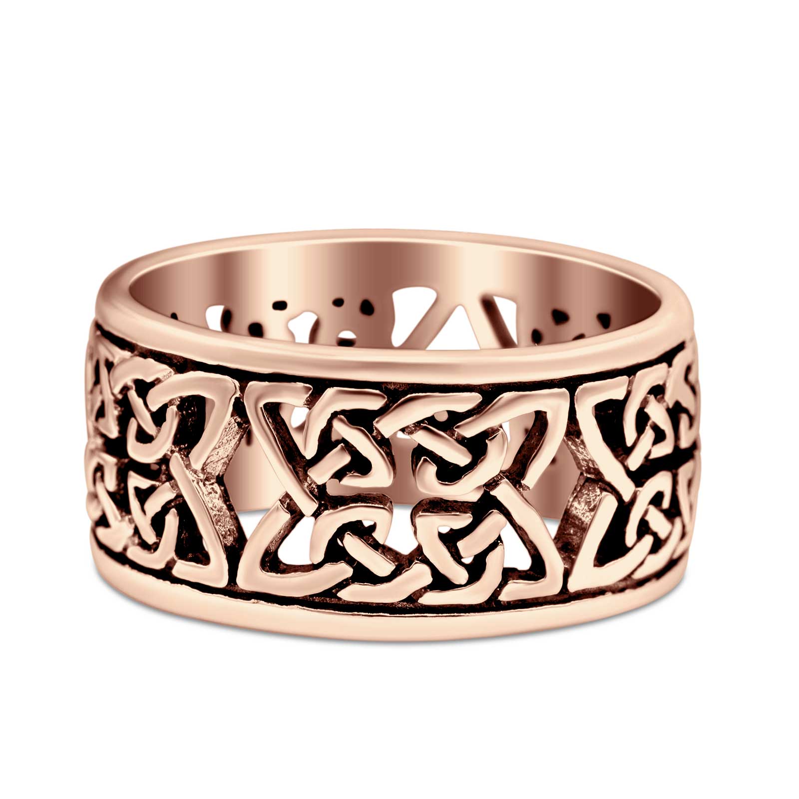 Weave Celtic Oxidized Band Solid Rose Tone 925 Sterling Silver Thumb R