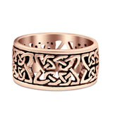 Weave Celtic Oxidized Band Solid Rose Tone 925 Sterling Silver Thumb Ring (10mm)
