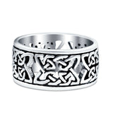 Weave Celtic Oxidized Band Solid 925 Sterling Silver Thumb Ring (10mm)
