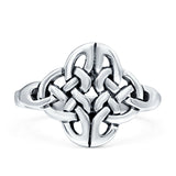 Celtic Ring Oxidized Band Solid 925 Sterling Silver Thumb Ring (14mm)