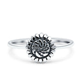 Sunflower Ring Oxidized  925 Sterling Silver 9mm