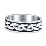 Braid Oxidized Band Solid 925 Sterling Silver Thumb Ring (5mm)