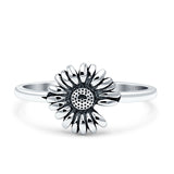 Loves Sunflower Oxidized Trendy Band Solid 925 Sterling Silver Thumb Ring (9.5mm) Wholesale