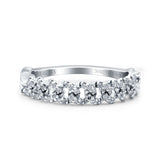 14K White Gold 0.19ct Round 4mm G SI Ladies Curve Eternity Diamond Engagement Wedding Band Ring Size 6.5