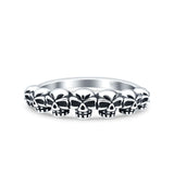 Skulls Oxidized Band Solid 925 Sterling Silver Thumb Ring (5mm)