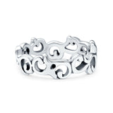 Vines Oxidized Band Solid 925 Sterling Silver Thumb Ring (6mm)