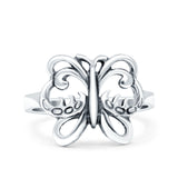 Butterfly Oxidized Band Solid 925 Sterling Silver Thumb Ring (13mm)