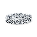 Crisscross Infinity Braid Ring Oxidized Band Solid 925 Sterling Silver Thumb Ring (4mm)