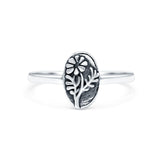 Flowers Oxidized Band Solid 925 Sterling Silver Thumb Ring (9.5mm)