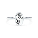 Flowers Oxidized Band Solid 925 Sterling Silver Thumb Ring (9.5mm)