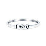 I Love You Oxidized Band Solid 925 Sterling Silver Thumb Ring (2.5mm)