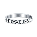 Spirals Oxidized Band Solid 925 Sterling Silver Thumb Ring (2.5mm)