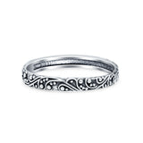 Filigree Bali Oxidized Band Solid 925 Sterling Silver Thumb Ring (3mm)