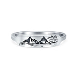 Mountains Oxidized Band Solid 925 Sterling Silver Thumb Ring (4mm)