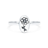Flower Ring Oxidized Band Solid 925 Sterling Silver Thumb Ring (9.5mm)