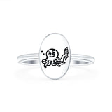 Octopus Ice Cream Oxidized Band Solid 925 Sterling Silver Thumb Ring (11mm)