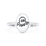 Octopus Oxidized Band Solid 925 Sterling Silver Thumb Ring (11mm)