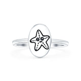 Starfish Oxidized Band Solid 925 Sterling Silver Thumb Ring (11mm)