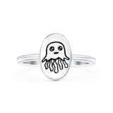 Jellyfish Oxidized Band Solid 925 Sterling Silver Thumb Ring (11mm)