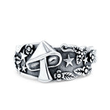 Mushroom Oxidized Band Solid 925 Sterling Silver Thumb Ring (12mm)