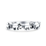 Elephants Ring Oxidized Band Solid 925 Sterling Silver Thumb Ring (5mm)