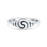 Spiral Oxidized Band Solid 925 Sterling Silver Thumb Ring (6mm)