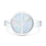Peace Sign Thumb Ring Lab Created White Opal 925 Sterling Silver Wholesale