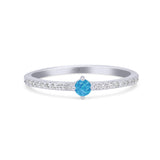 Solitaire Accent Dazzling Thumb Ring Round Lab Created Blue Opal Statement Fashion Ring 925 Sterling Silver