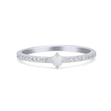 Solitaire Accent Dazzling Thumb Ring Round Lab Created White Opal Statement Fashion Ring 925 Sterling Silver