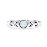 Moon Phases Oxidized Thumb Ring Statement Fashion Ring Lab Created White Opal 925 Sterling Silver